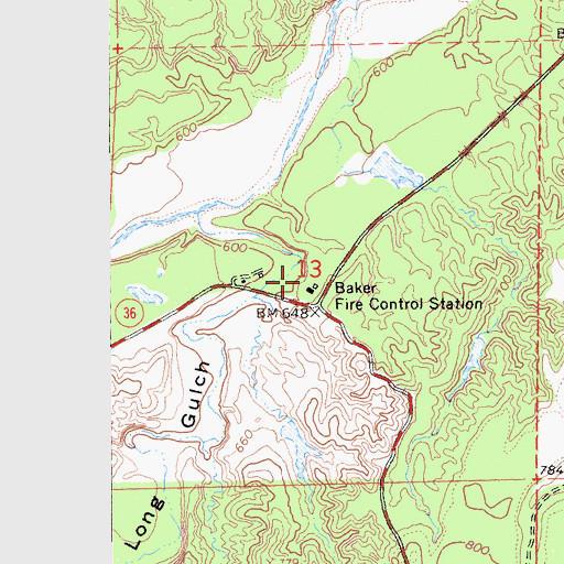 Topographic Map of Tehama County Fire Department Baker, CA