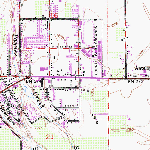 Topographic Map of Tehama County Fire Department Station 1 Red Bluff Headquarters, CA