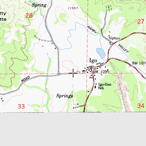 Topographic Map of Igo - Ono Volunteer Fire Company Station 50, CA