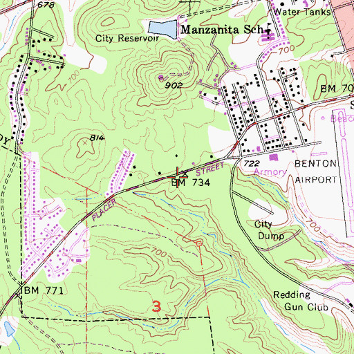 Topographic Map of Redding Fire Department Station 2, CA