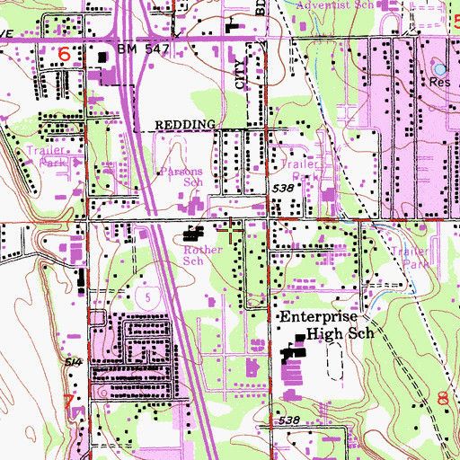 Topographic Map of Redding Fire Department Station 5, CA