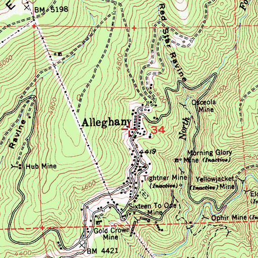 Topographic Map of Alleghany Volunteer Fire Department, CA