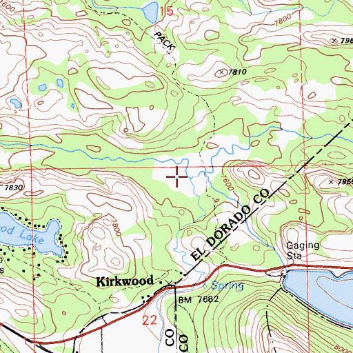 Topographic Map of Kirkwood Creek, CA