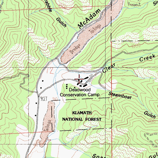 Topographic Map of California Department of Forestry and Fire Protection Deadwood Conservation Camp, CA