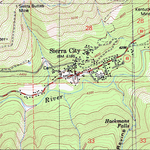 Topographic Map of Sierra City Fire District Station 2, CA
