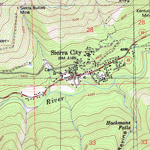 Topographic Map of Sierra City Fire District Station 1 Headquarters, CA