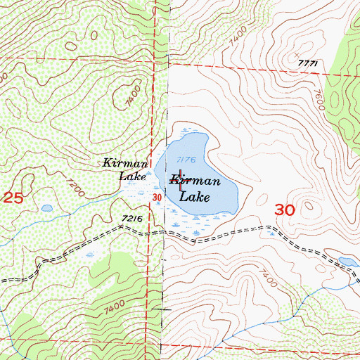 Topographic Map of Kirman Lake, CA