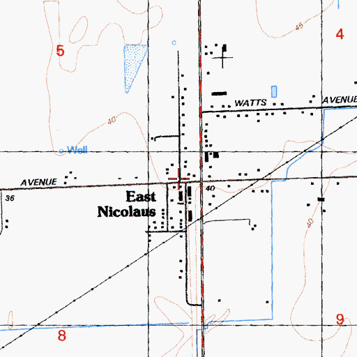 Topographic Map of East Nicolaus Fire Department, CA