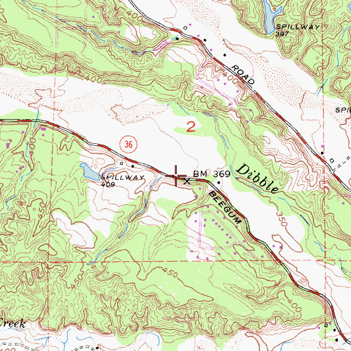 Topographic Map of Tehama County Fire Department Station 14 Dibble Creek, CA