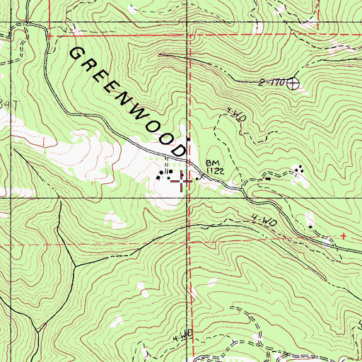 Topographic Map of Anderson Valley Volunteer Fire Station, CA