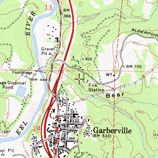 Topographic Map of California Department of Forestry and Fire Protection Garberville, CA