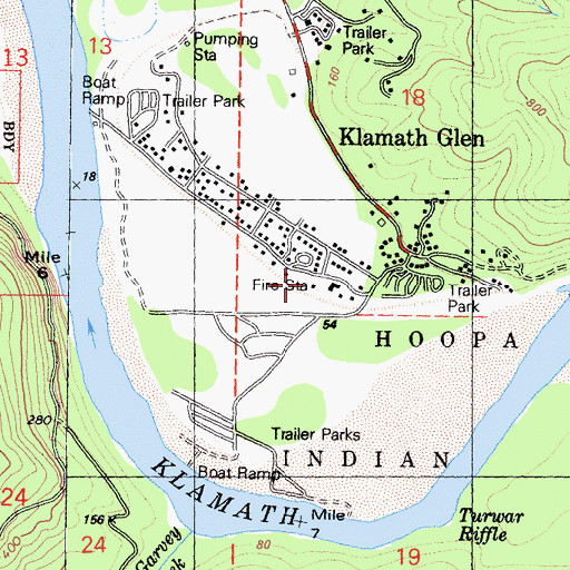 Topographic Map of Klamath Fire Protection District Station 33, CA
