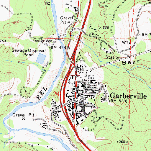 Topographic Map of Garberville Fire Protection District, CA