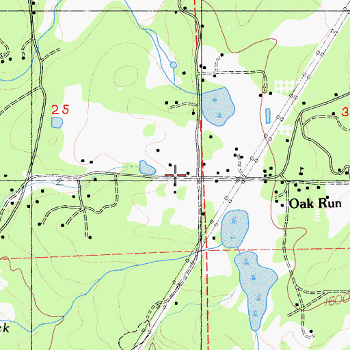 Topographic Map of Oak Run Fire Department - Volunteer, CA