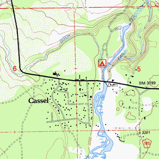 Topographic Map of Cassel Volunteer Fire Company 10, CA