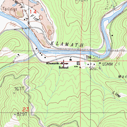 Topographic Map of Klamath River Elementary School, CA