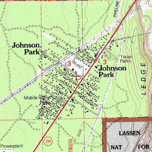 Topographic Map of Burney Fire Protection District Station 18, CA