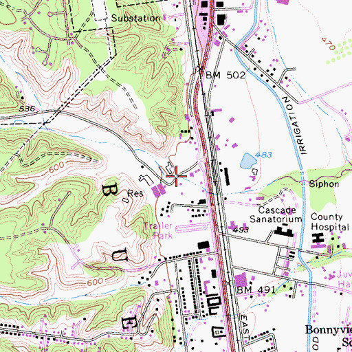 Topographic Map of Redding Fire Department Station 3, CA