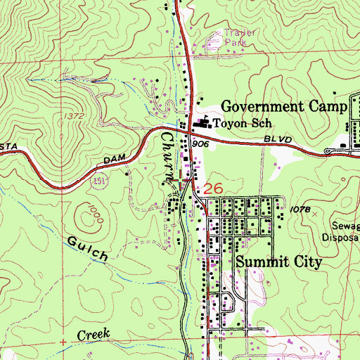 Topographic Map of Shasta Lake Fire Protection District Station 3, CA