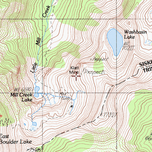 Topographic Map of Klatt Mine, CA