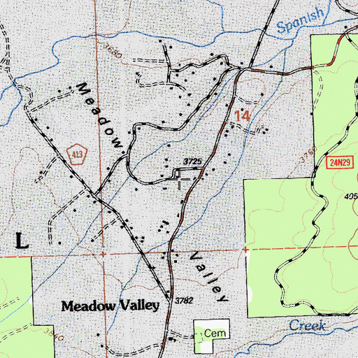 Topographic Map of Meadow Valley Fire Protection District, CA