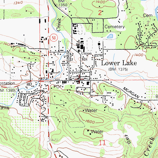 Topographic Map of Lake County Fire Protection District Station 65, CA