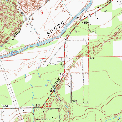 Topographic Map of Tehama County Fire Department Station 3 Bowman, CA