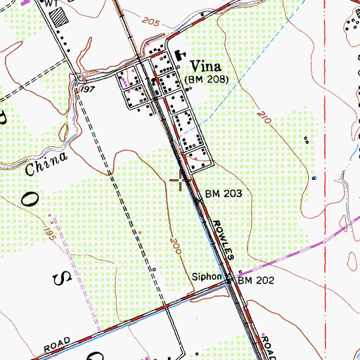 Topographic Map of Tehama County Fire Department Station 16 Vina, CA