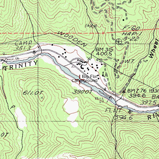 Topographic Map of Downriver Volunteer Fire Company, CA