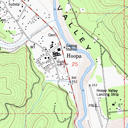 Topographic Map of Hoopa Valley Tribe Fire Department, CA