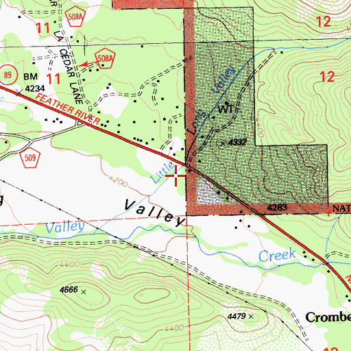 Topographic Map of Long Valley Volunteer Fire Department, CA