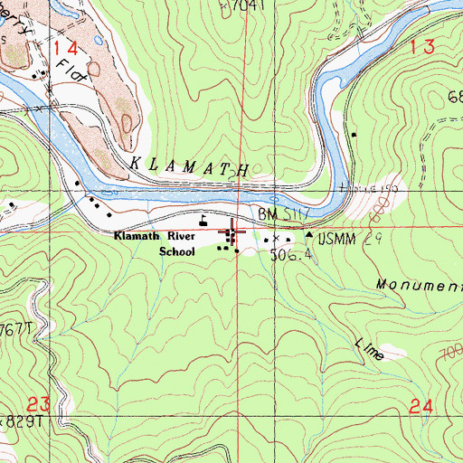 Topographic Map of Klamath River Volunteer Fire Company, CA