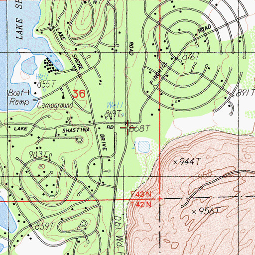 Topographic Map of Lake Shastina Fire Department, CA
