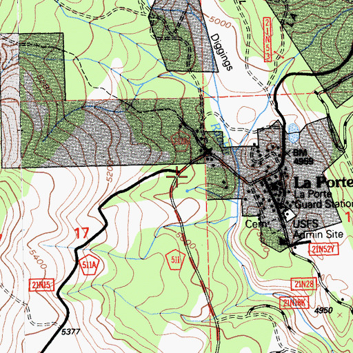 Topographic Map of La Porte Fire Protection District, CA