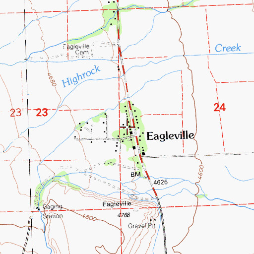 Topographic Map of Eagleville Fire Department, CA
