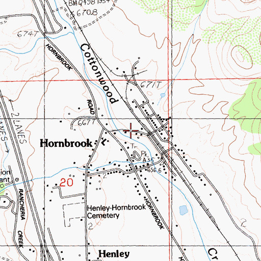 Topographic Map of Hornbrook Volunteer Fire Station, CA