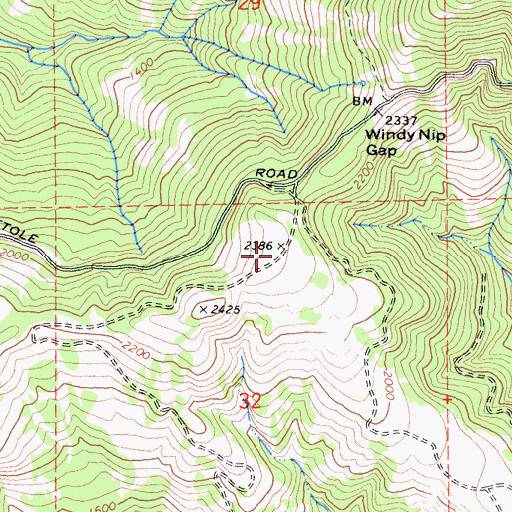Topographic Map of Honeydew Volunteer Fire Company Windy Nip Gap Station, CA
