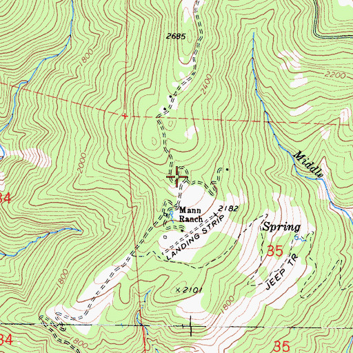 Topographic Map of Honeydew Volunteer Fire Company Panther Gap Station, CA