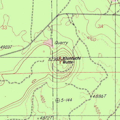 Topographic Map of Kluntuchi Butte, CA