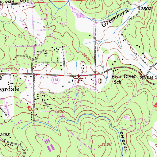Topographic Map of Peardale - Chicago Park Fire Protection District Station 257, CA