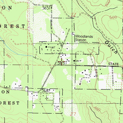 Topographic Map of Mendocino Volunteer Fire Department Woodland Substation, CA