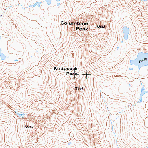 Topographic Map of Knapsack Pass, CA
