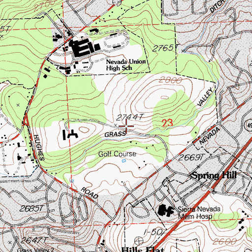 Topographic Map of Grass Valley Fire Department Station 2, CA