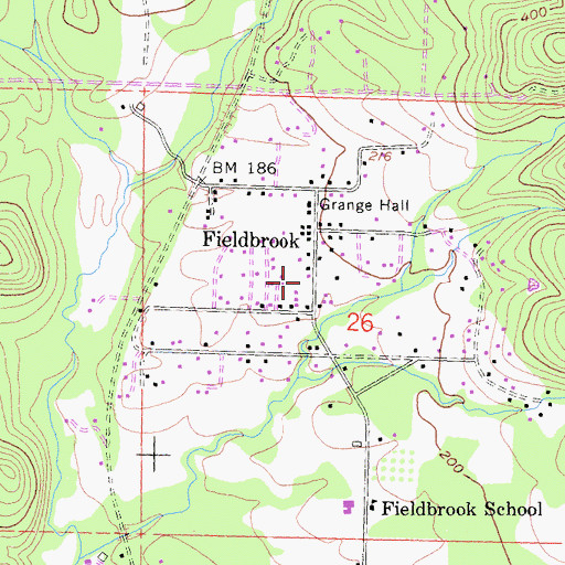Topographic Map of Fieldbrook Fire Department, CA