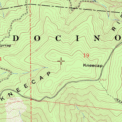 Topographic Map of Kneecap Ridge, CA
