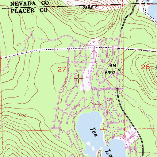 Topographic Map of Truckee Fire Protection District Station 98 Serene Lakes, CA