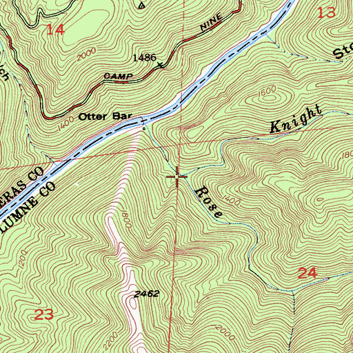 Topographic Map of Knight Creek, CA