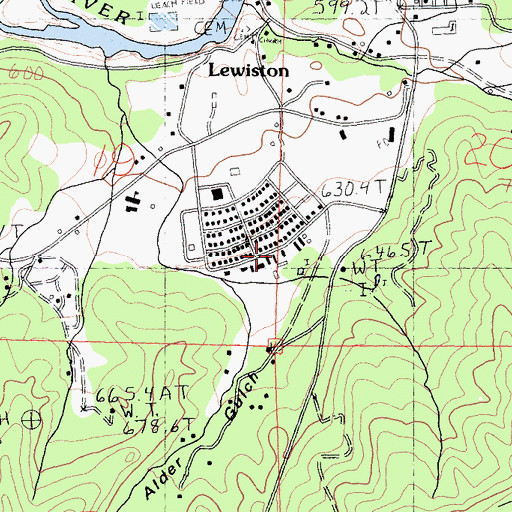 Topographic Map of Lewiston Volunteer Fire Department, CA