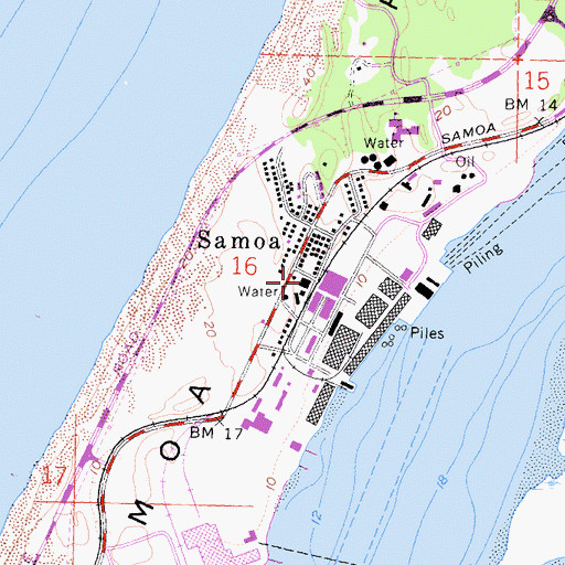 Topographic Map of Samoa Peninsula Fire District Station 2, CA