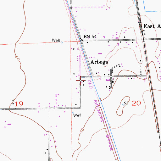 Topographic Map of Linda Fire Protection District Station 2, CA